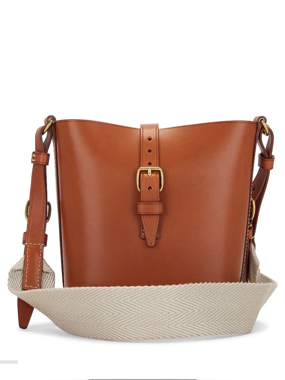 Saint Laurent Tan Cross-body Bucket Bag.